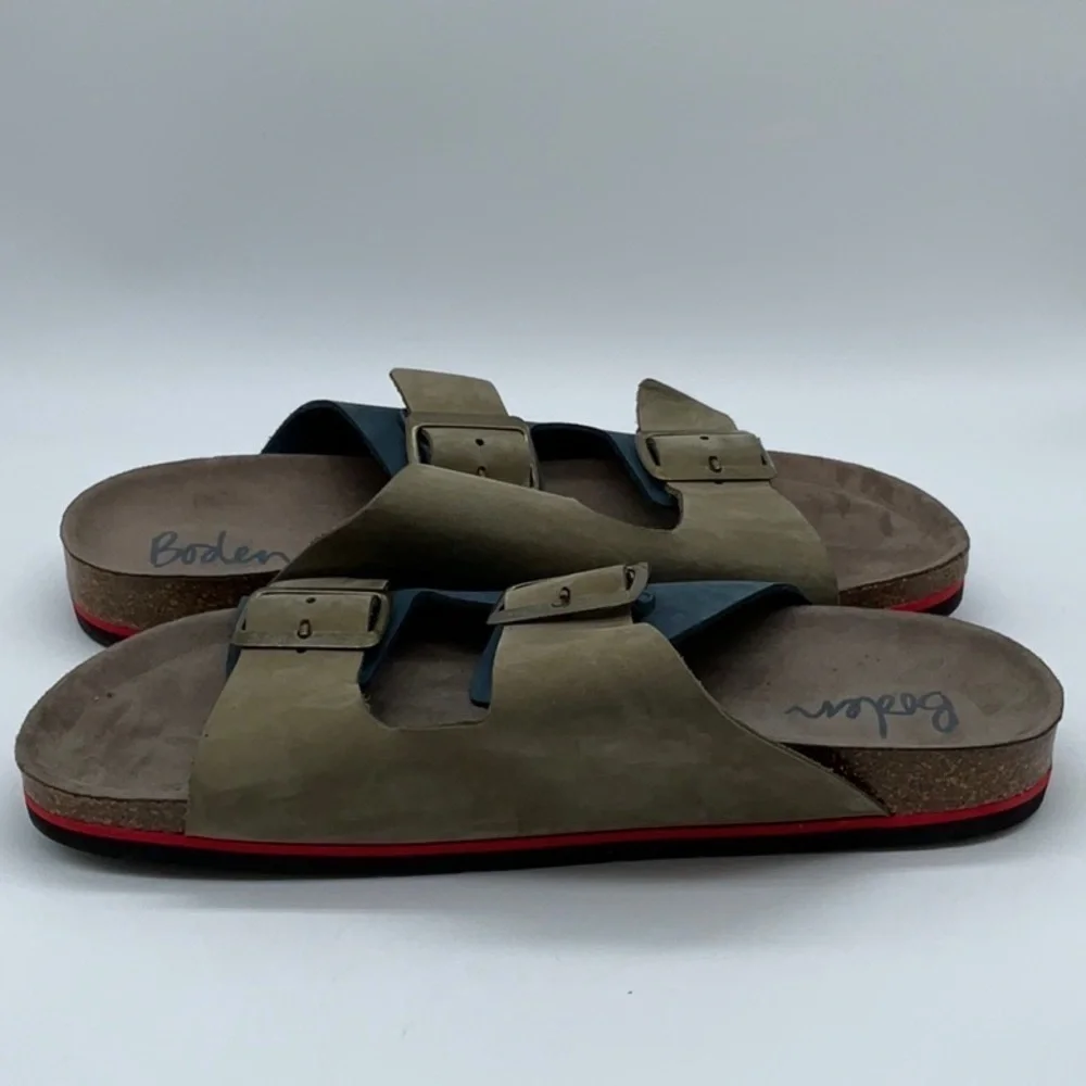 Boden Leather Double Strap Sandal navy/green